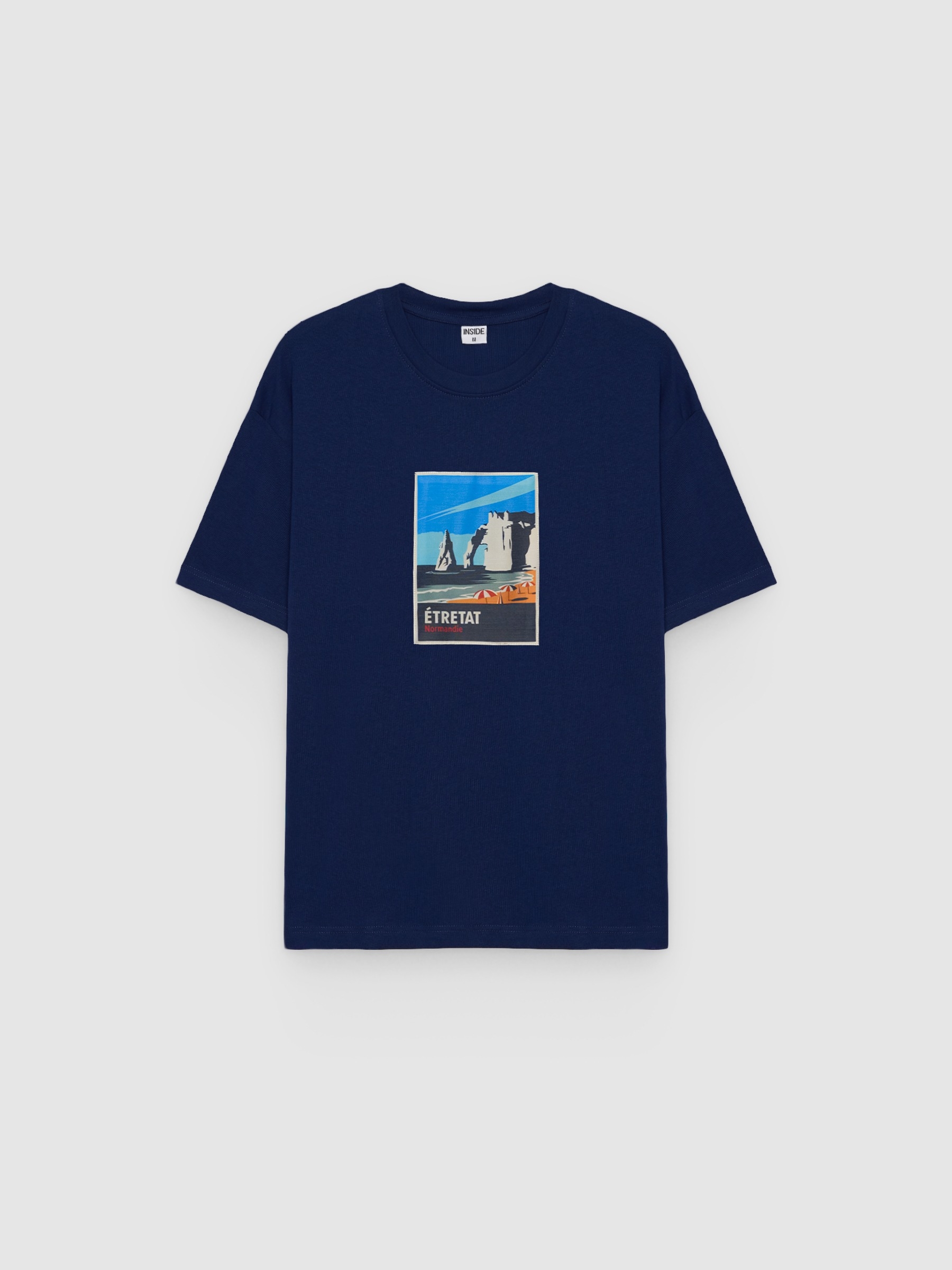 Étretat printed T-shirt blue middle front view