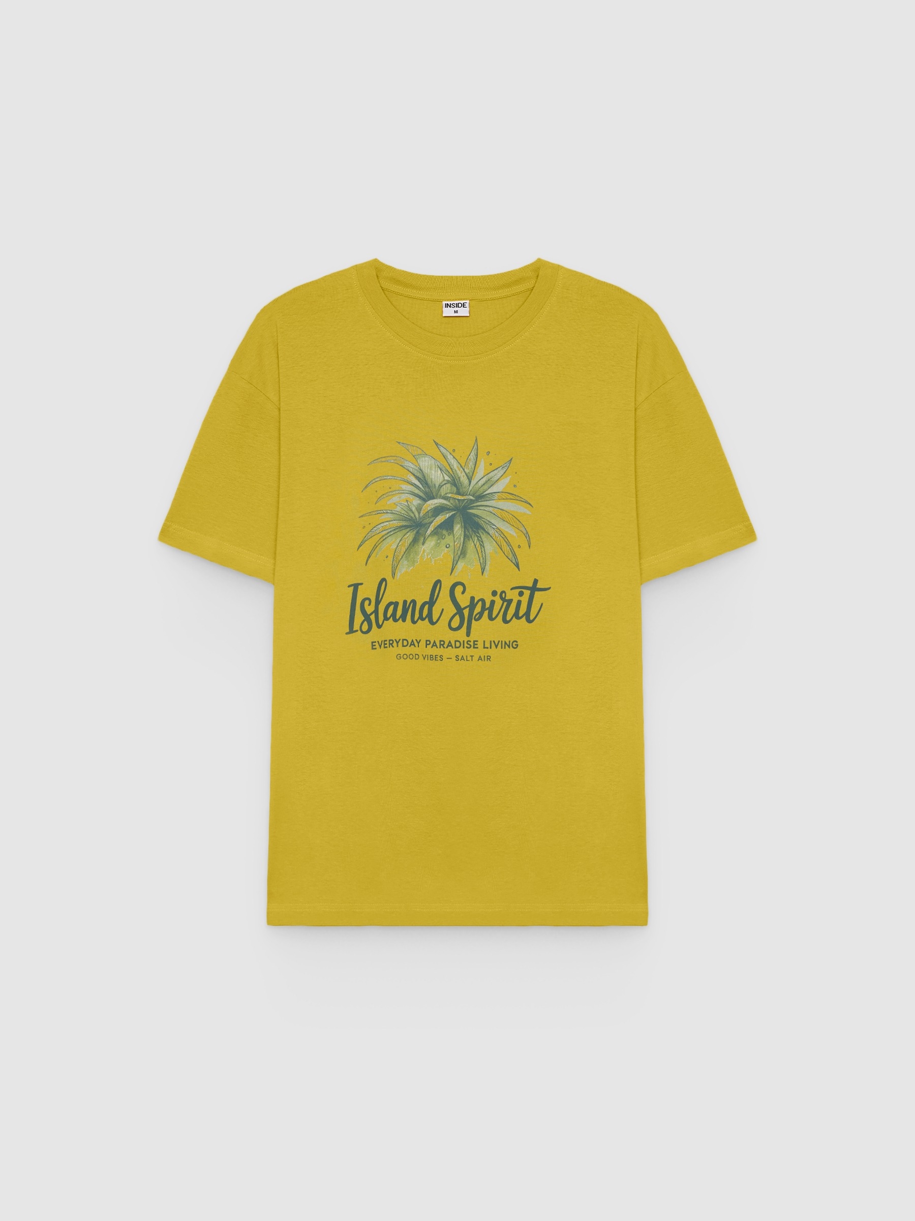 Short Sleeve Island Spirit T-Shirt yellow middle front view