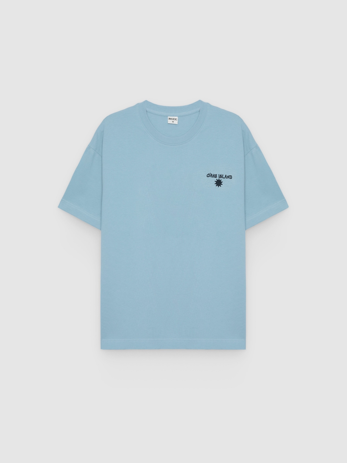%Pto% Camiseta mini bordado hawaiano azul vista frontal