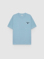 %Pto% Camiseta mini bordado hawaiano azul vista frontal