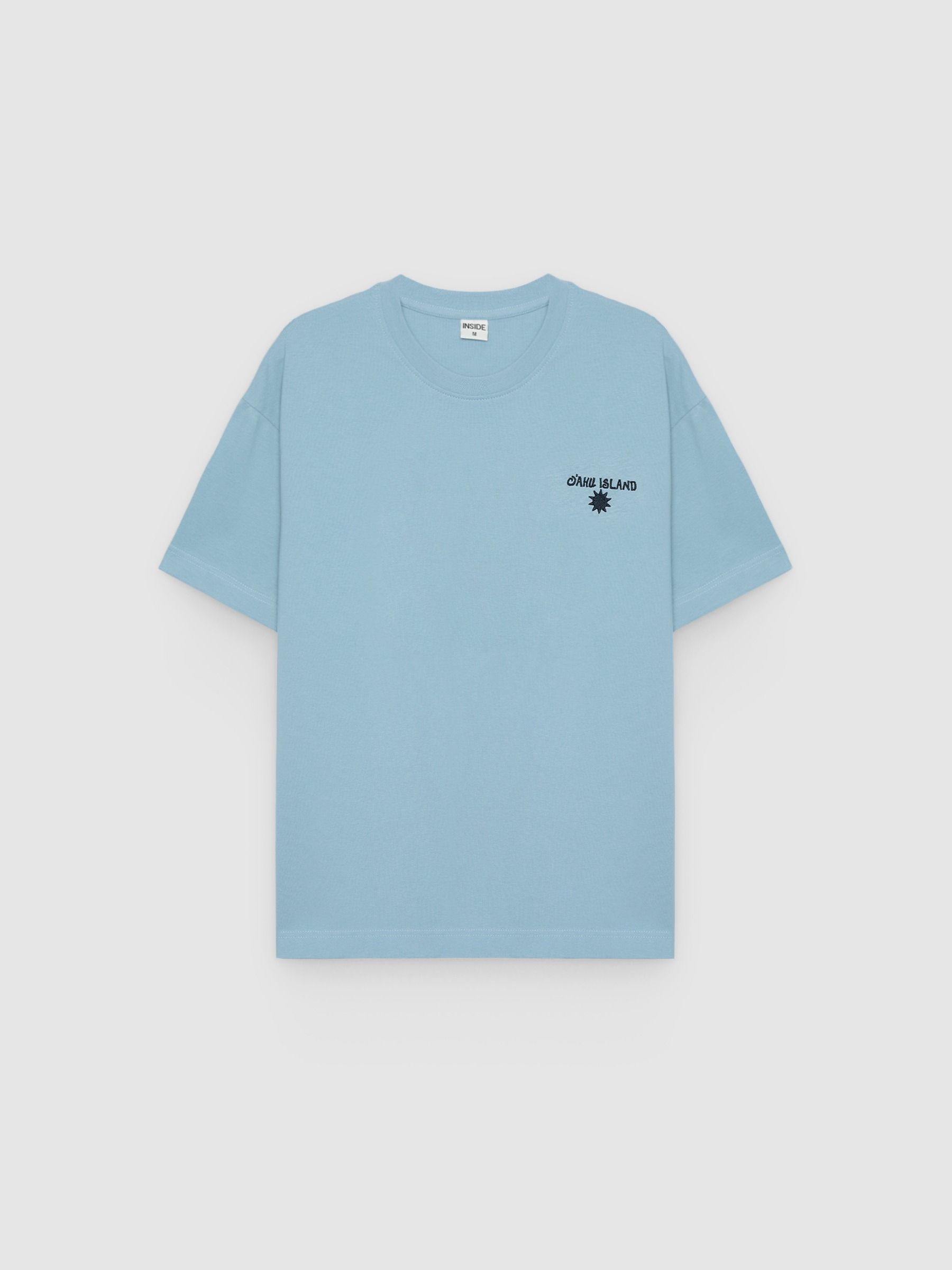 Mini Hawaiian embroidered T-shirt blue middle front view