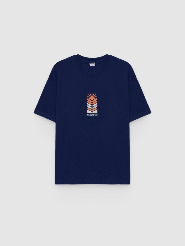  Single Jersey Text T-shirt blue front view