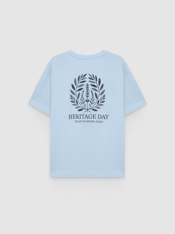 Camiseta Heritage Day azul céu vista traseira