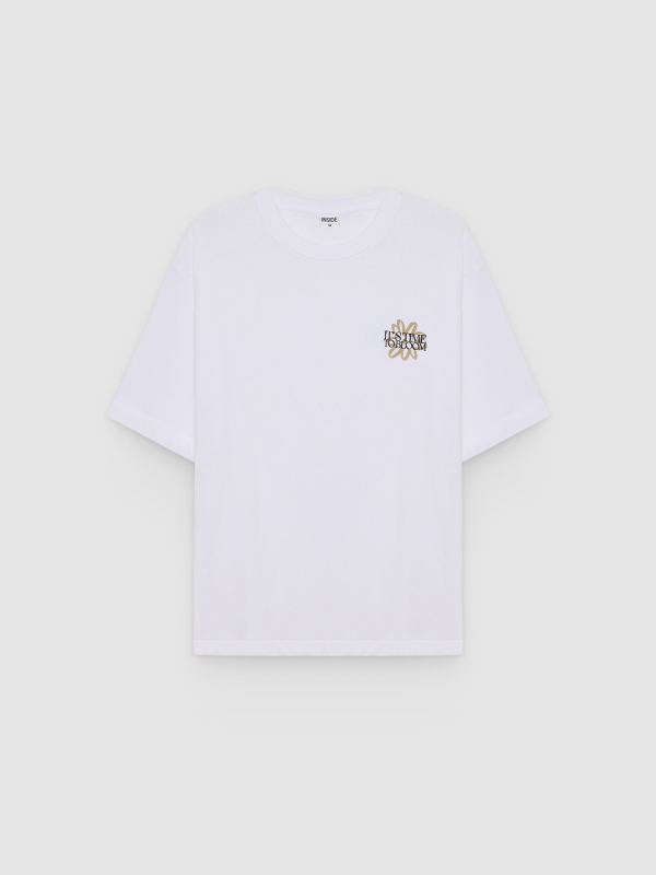  Text print T-shirt white front view