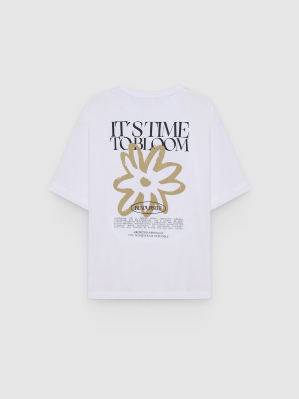 Camiseta com estampa de texto branco vista traseira