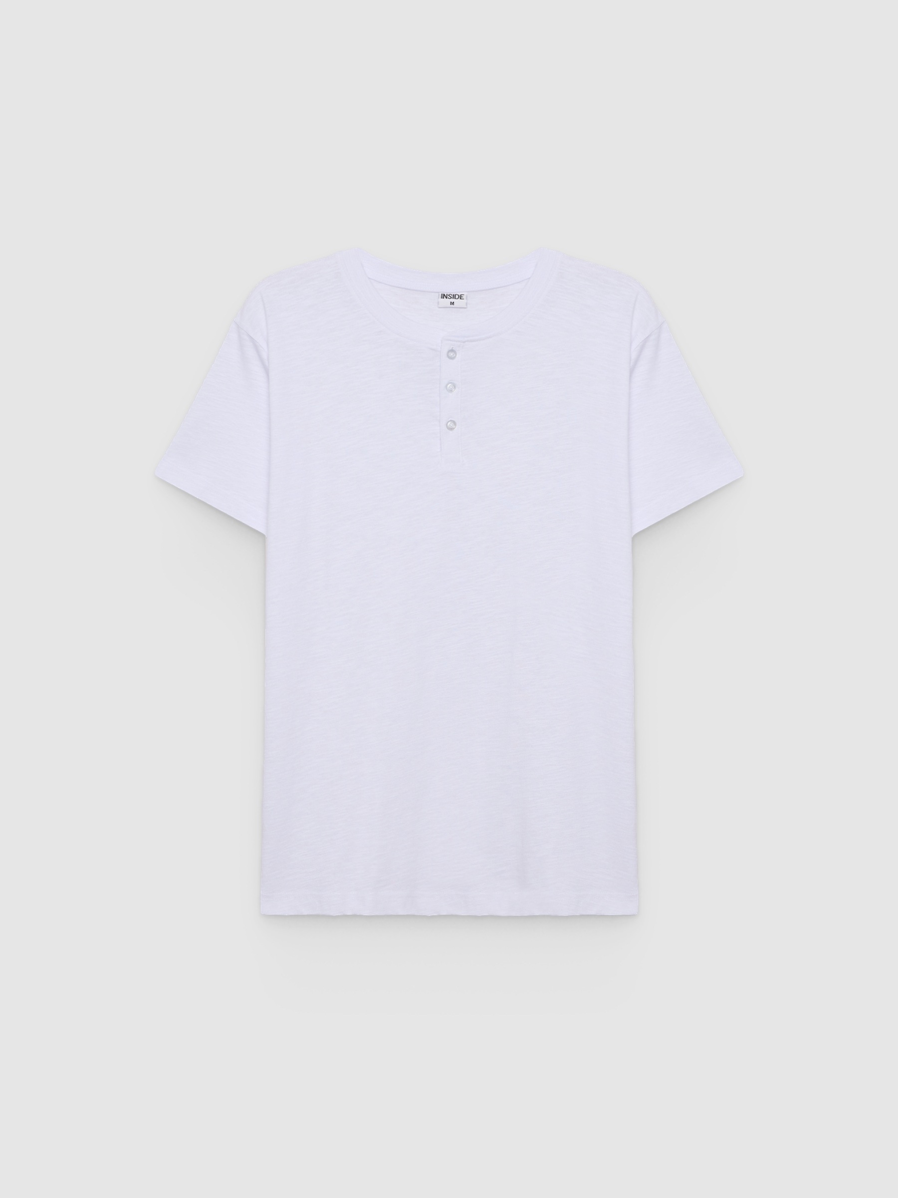 Camiseta flamé cuello panadero blanco vista media frontal