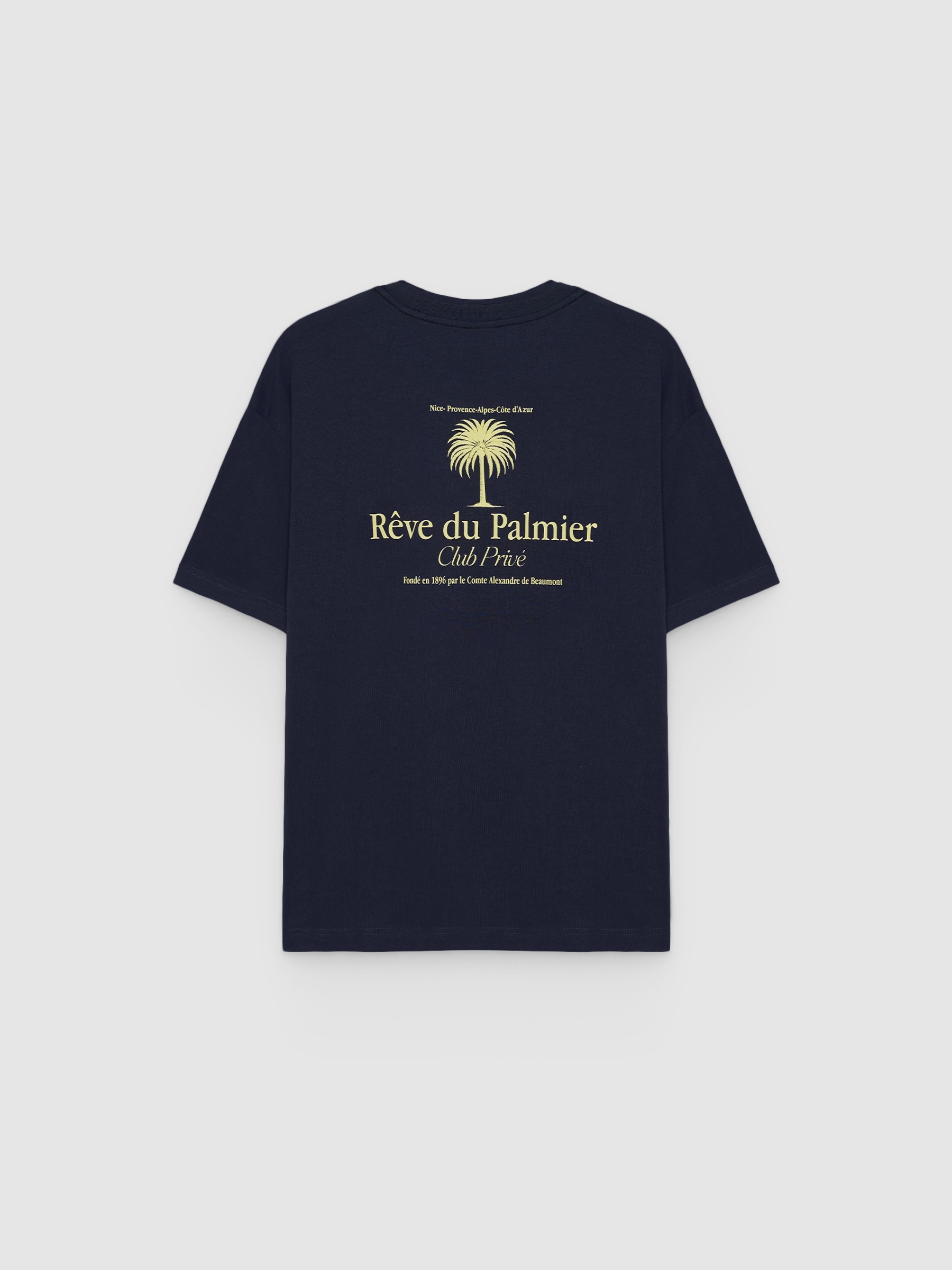 Camiseta mini estampa manga curta azul marinho vista meia frontal