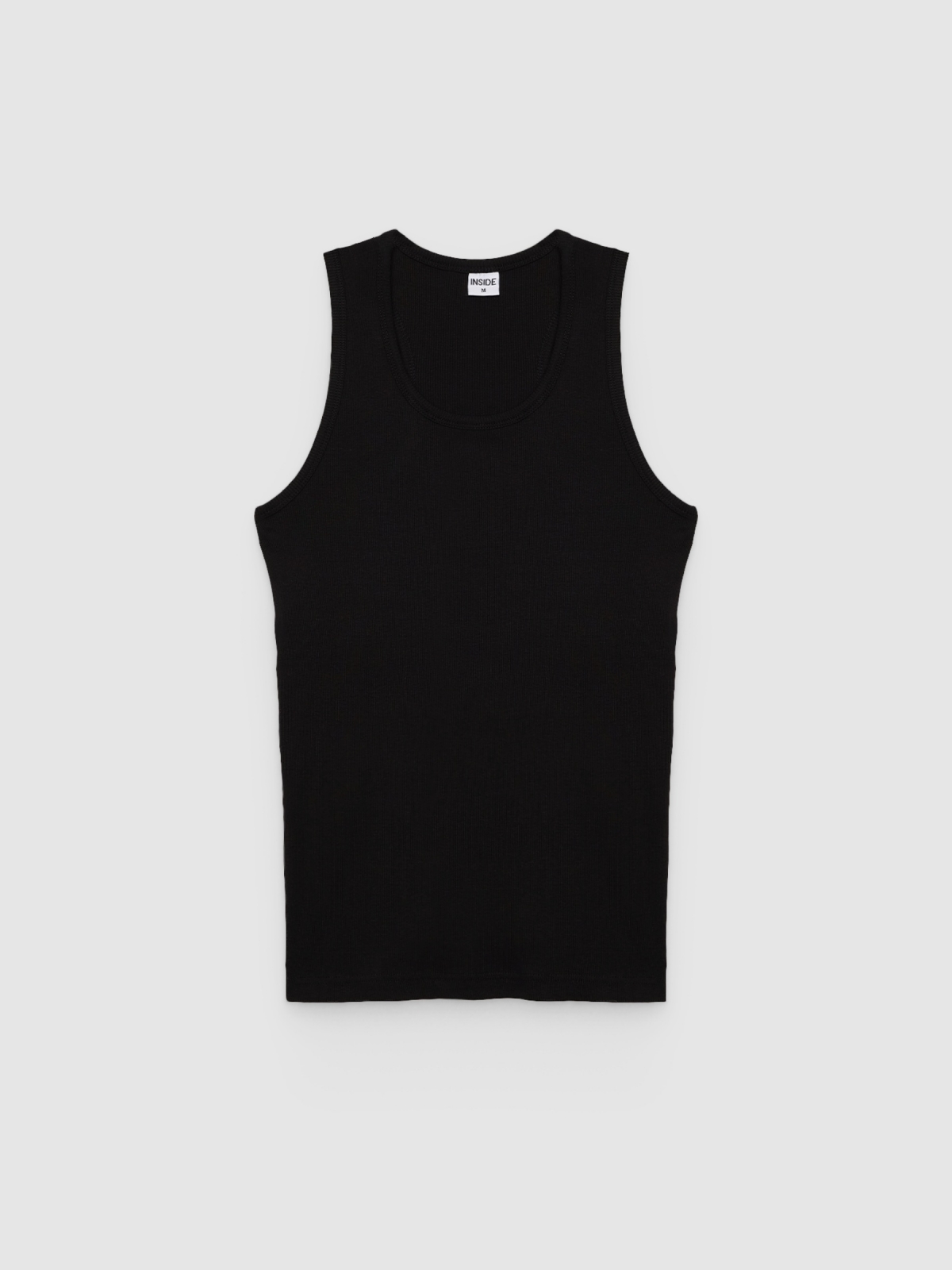 %Pto% Camiseta tirantes canalé básica negro vista frontal