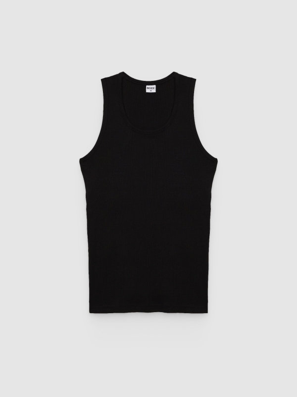  Basic ribbed tank top black front view
