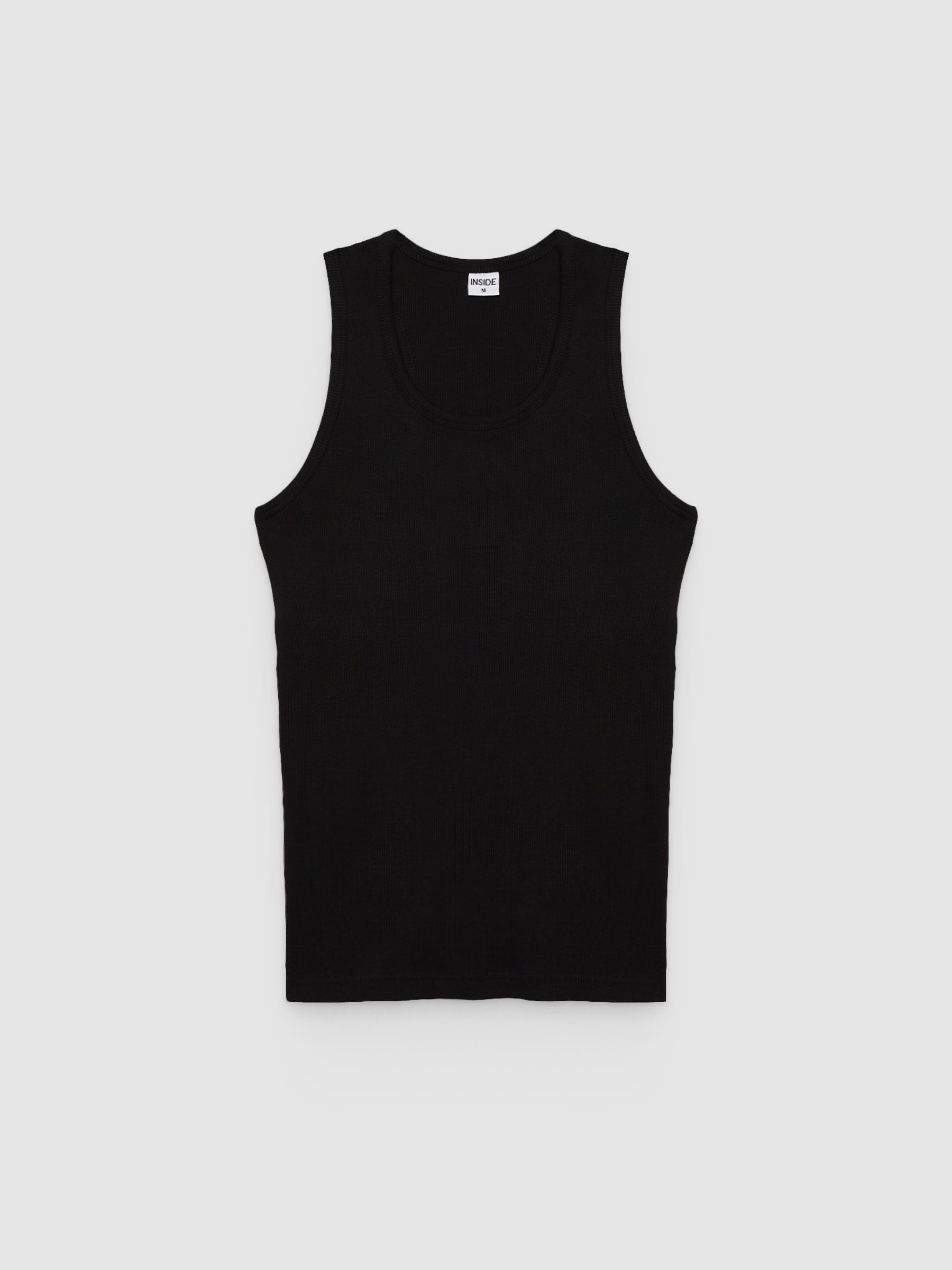 Camiseta tirantes canalé básica negro vista media frontal