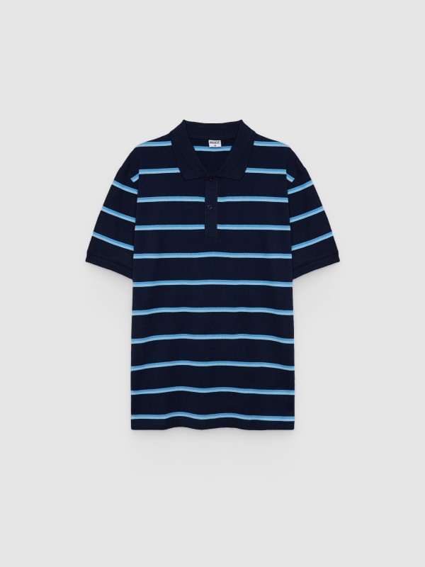  Polo rayas contraste azul marino vista frontal