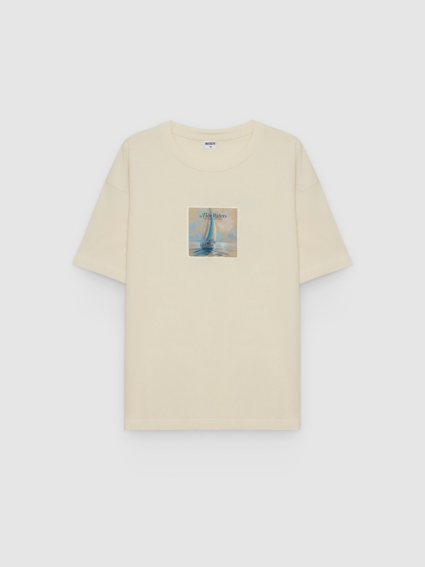  Camiseta com estampa náutica crua vista frontal