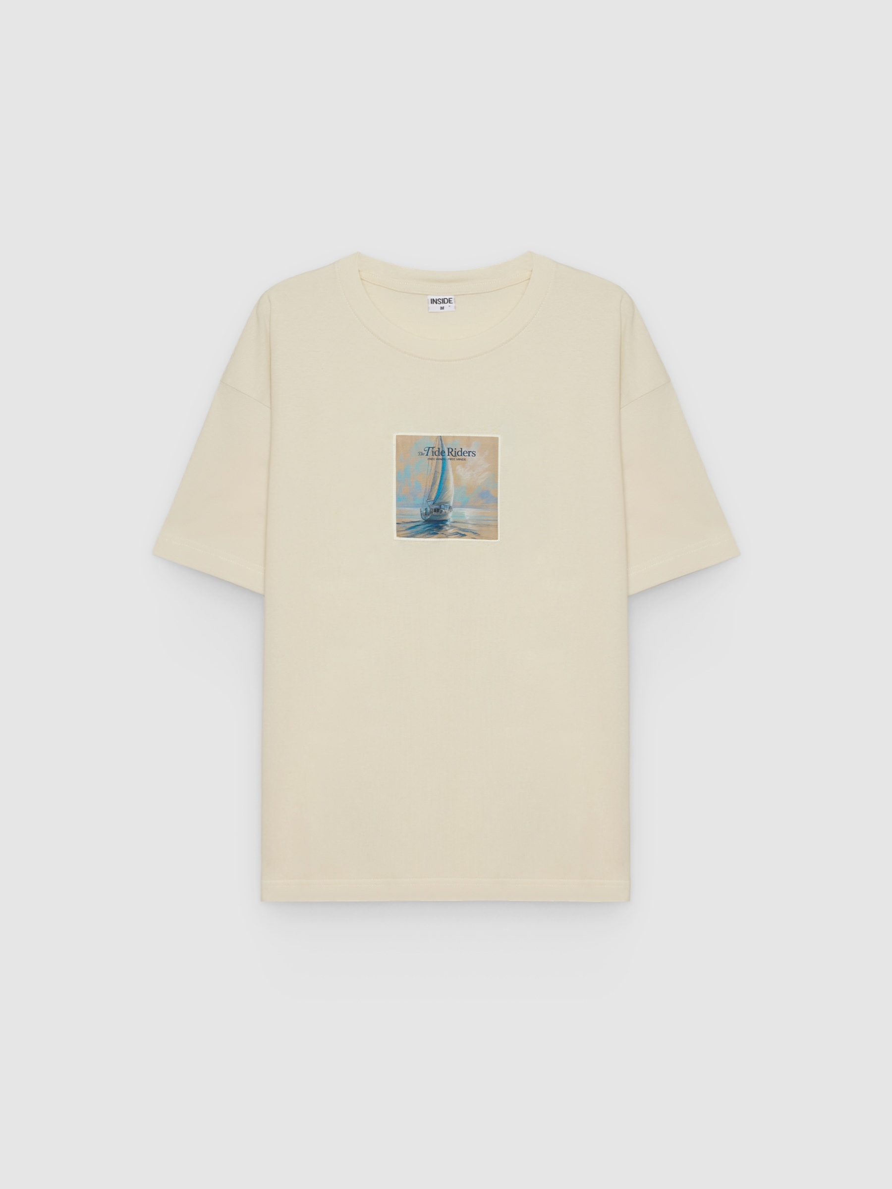 Nautical print T-shirt raw middle front view