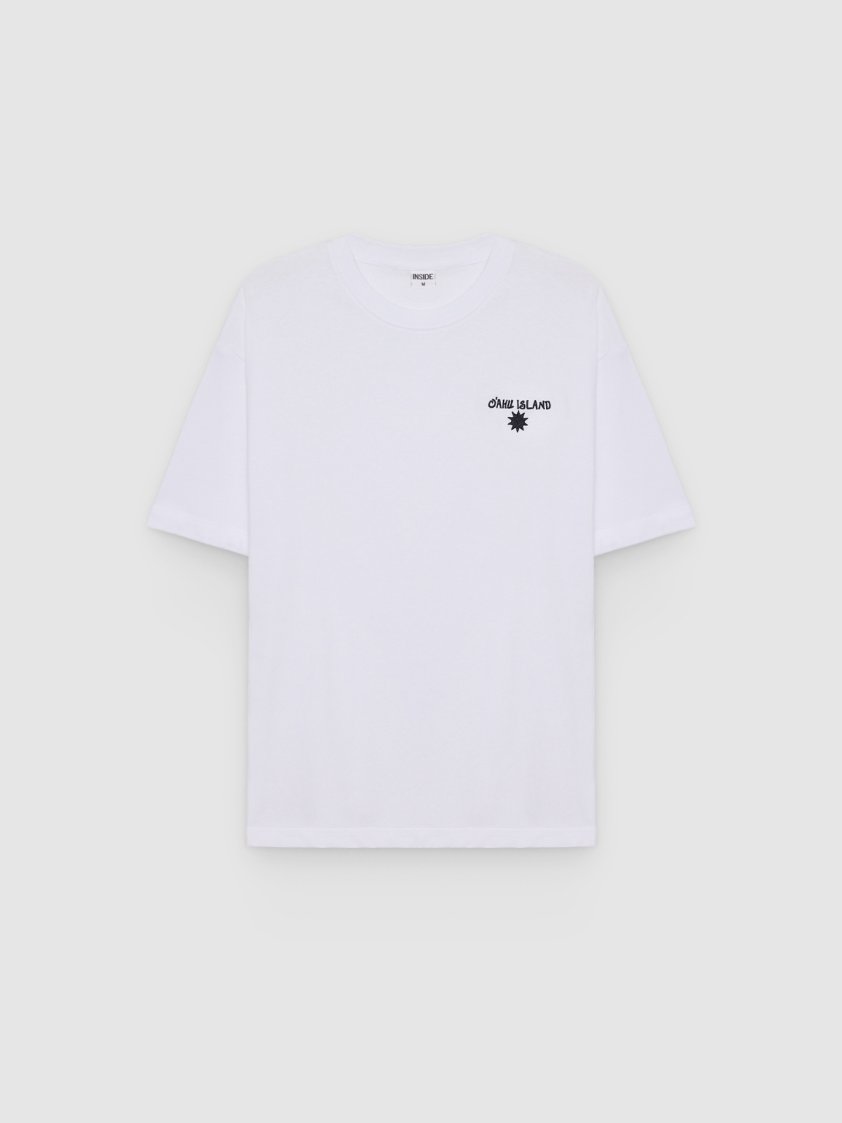 %Pto% Camiseta mini bordado hawaiano blanco vista frontal