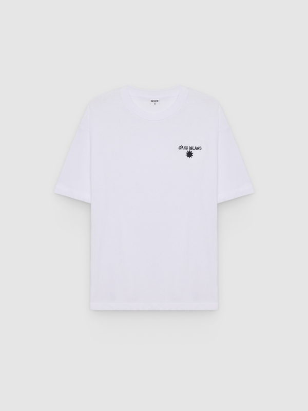  Camiseta mini bordado hawaiano blanco vista frontal