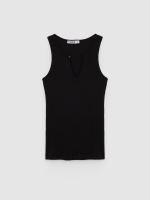 %Pto% Camiseta sin mangas con botones negro vista frontal