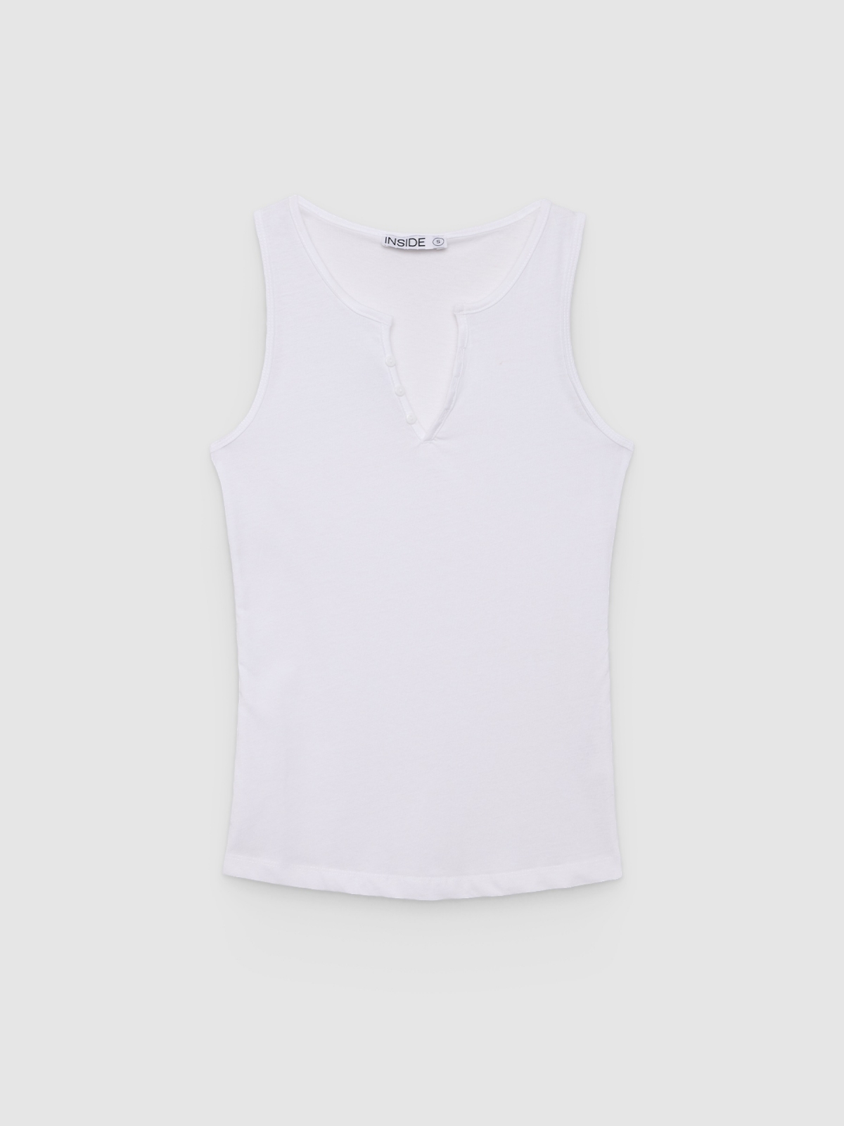 %Pto% Sleeveless shirt with buttons white front view
