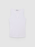 %Pto% Camiseta sin mangas con botones blanco vista frontal