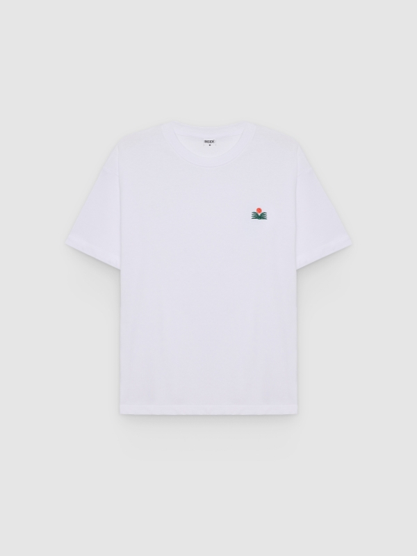  Single jersey T-shirt with mini embroidery white front view