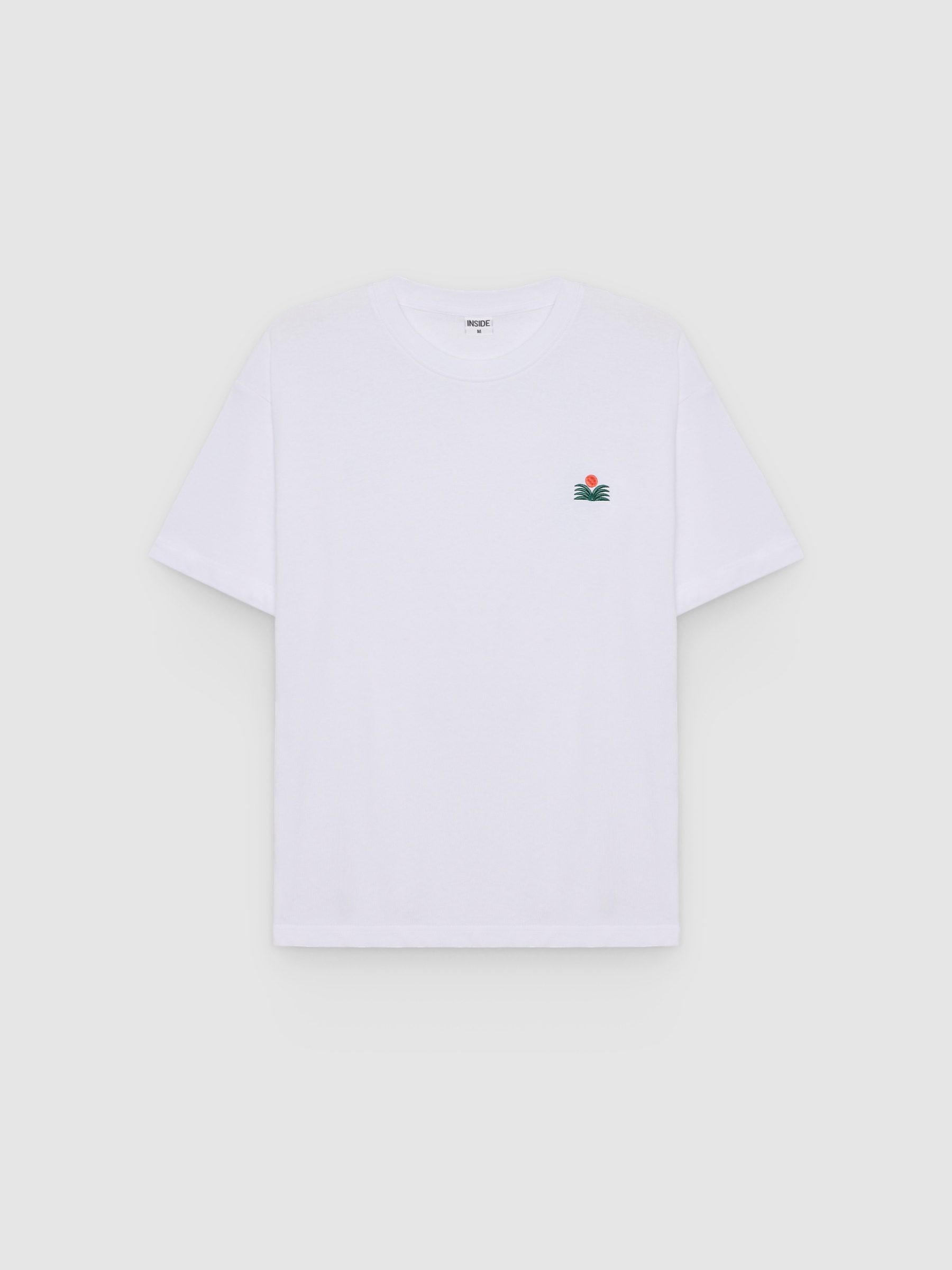 Single jersey T-shirt with mini embroidery white middle front view