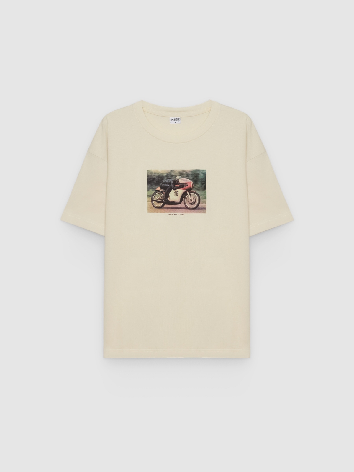 %Pto% Camiseta estampado motorbike crudo vista frontal