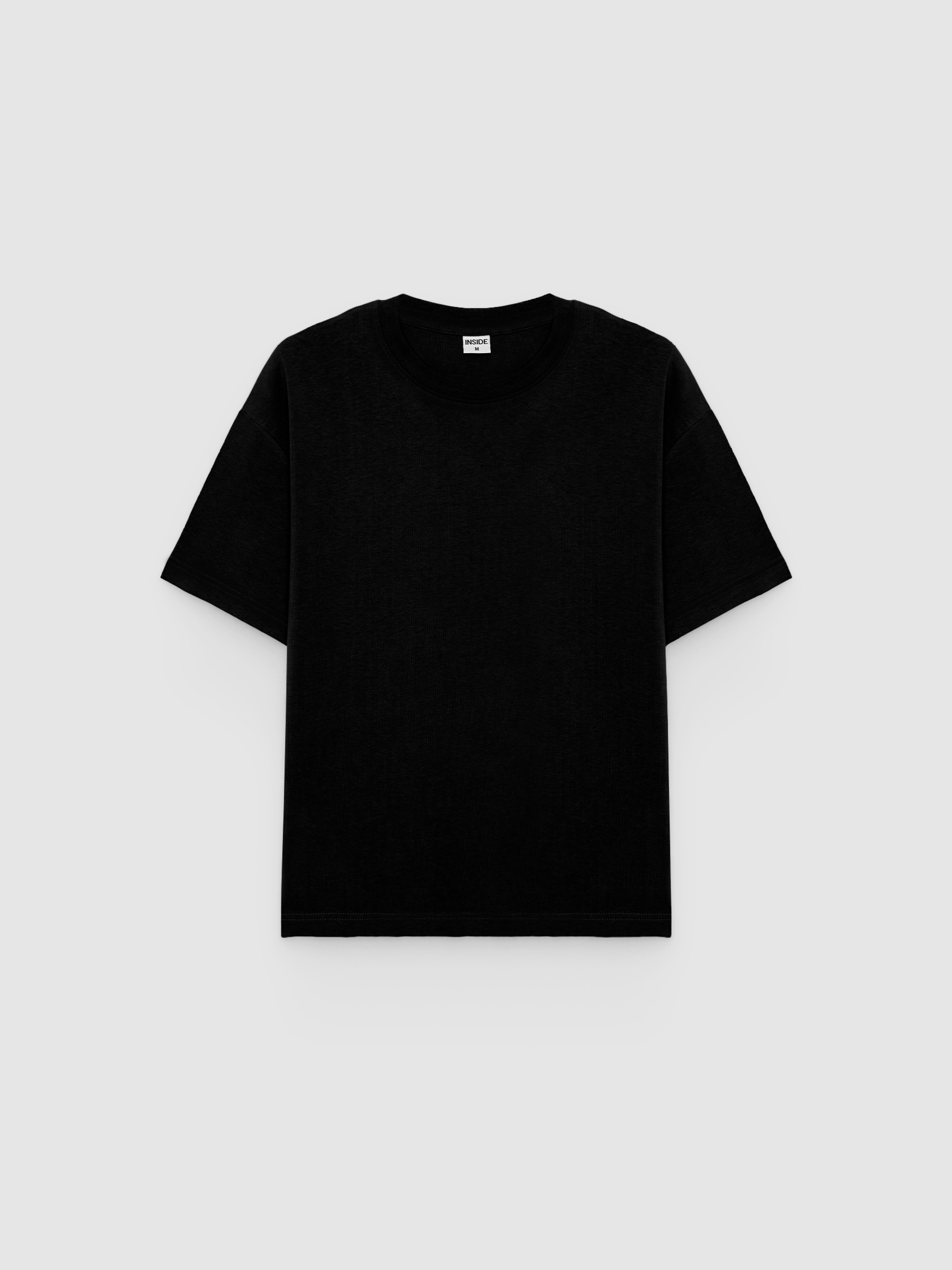 Camiseta básica de algodón negro vista media frontal