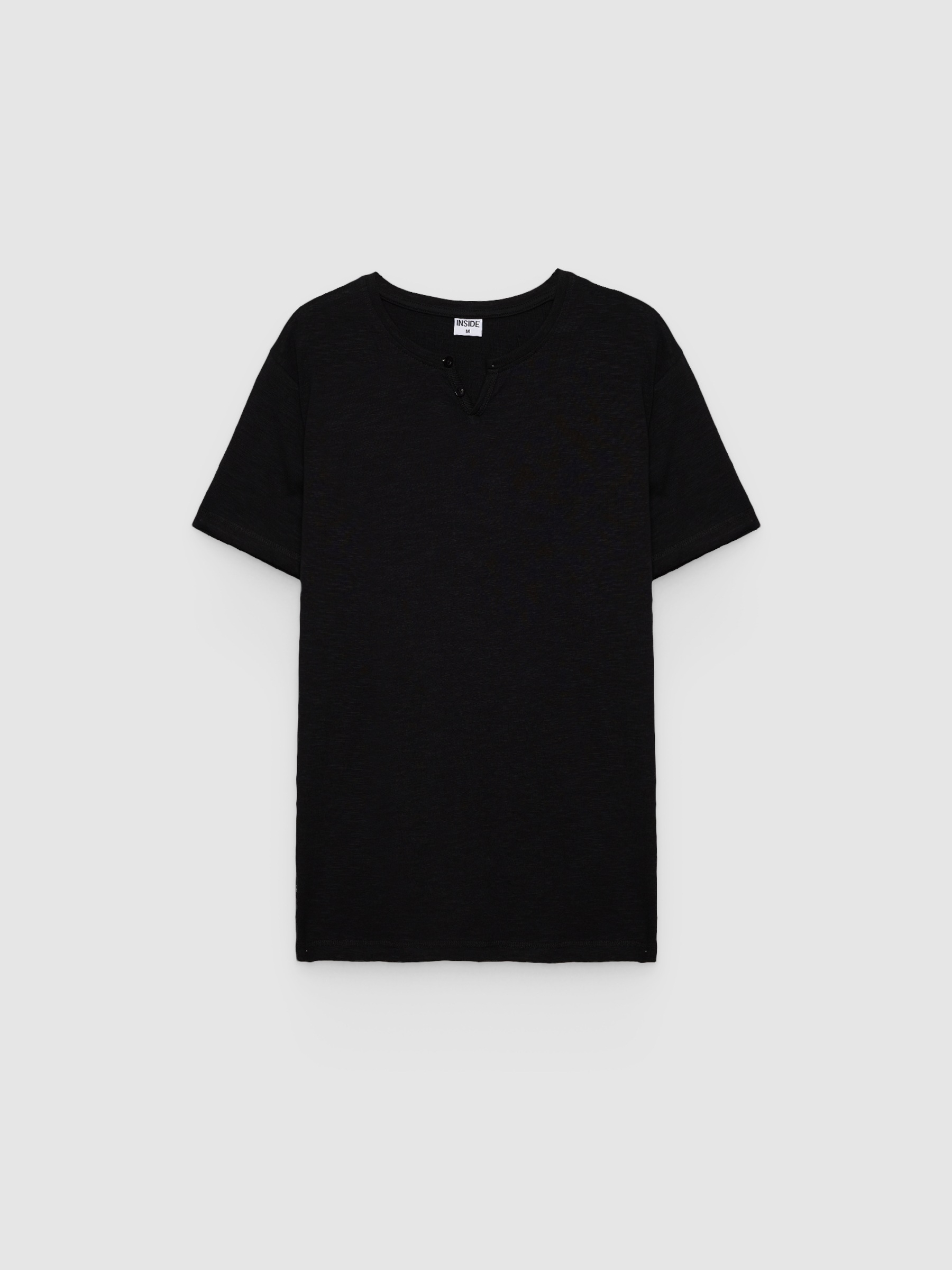 Camiseta básica negro vista media frontal