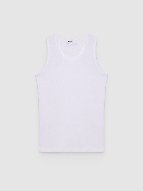  Camiseta tirantes canalé básica blanco vista frontal