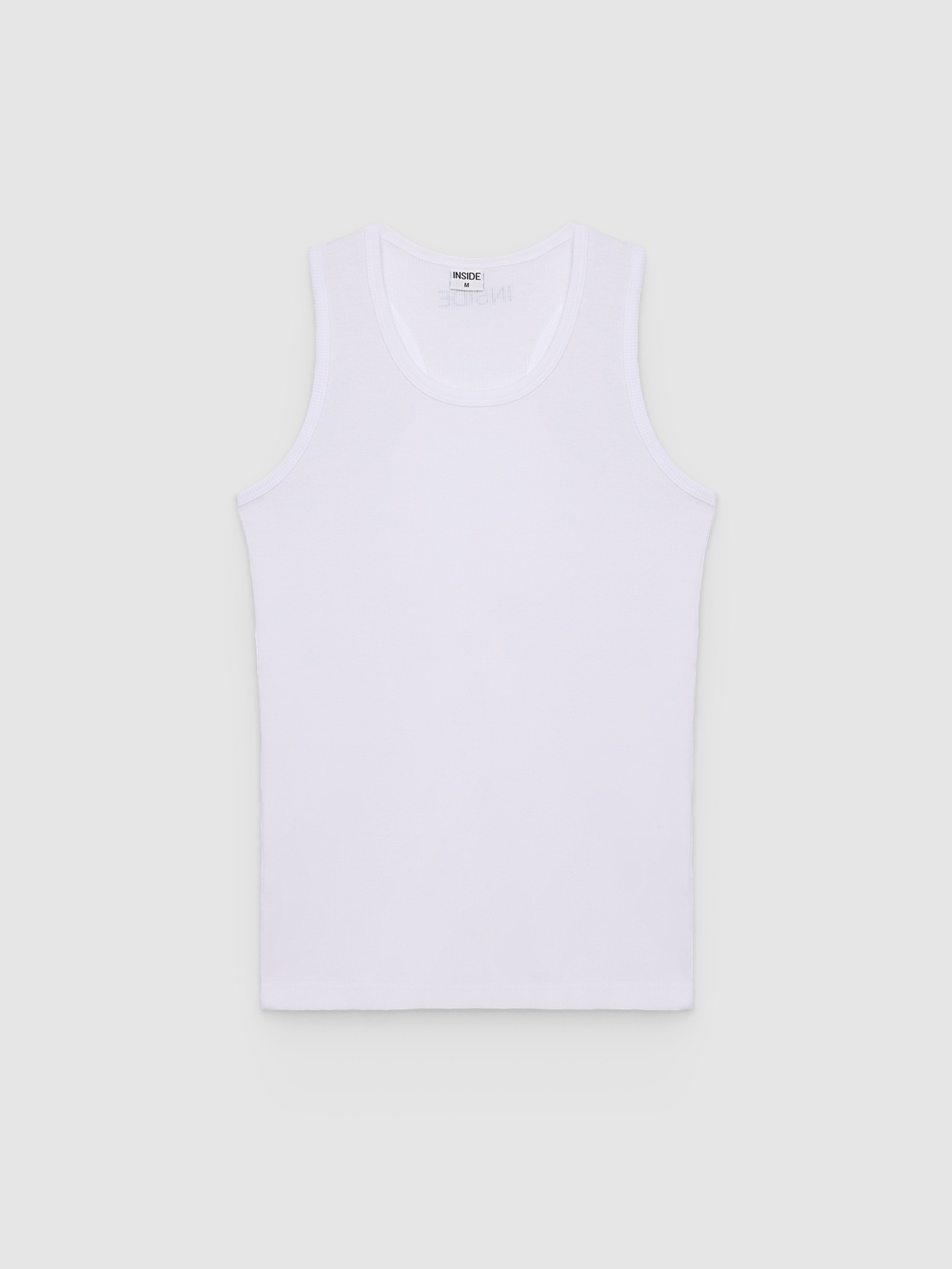 Camiseta tirantes canalé básica blanco vista media frontal
