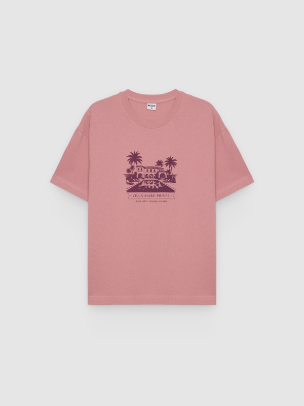  Villa Mare print T-shirt pink front view