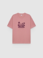 %Pto% Villa Mare print T-shirt pink front view
