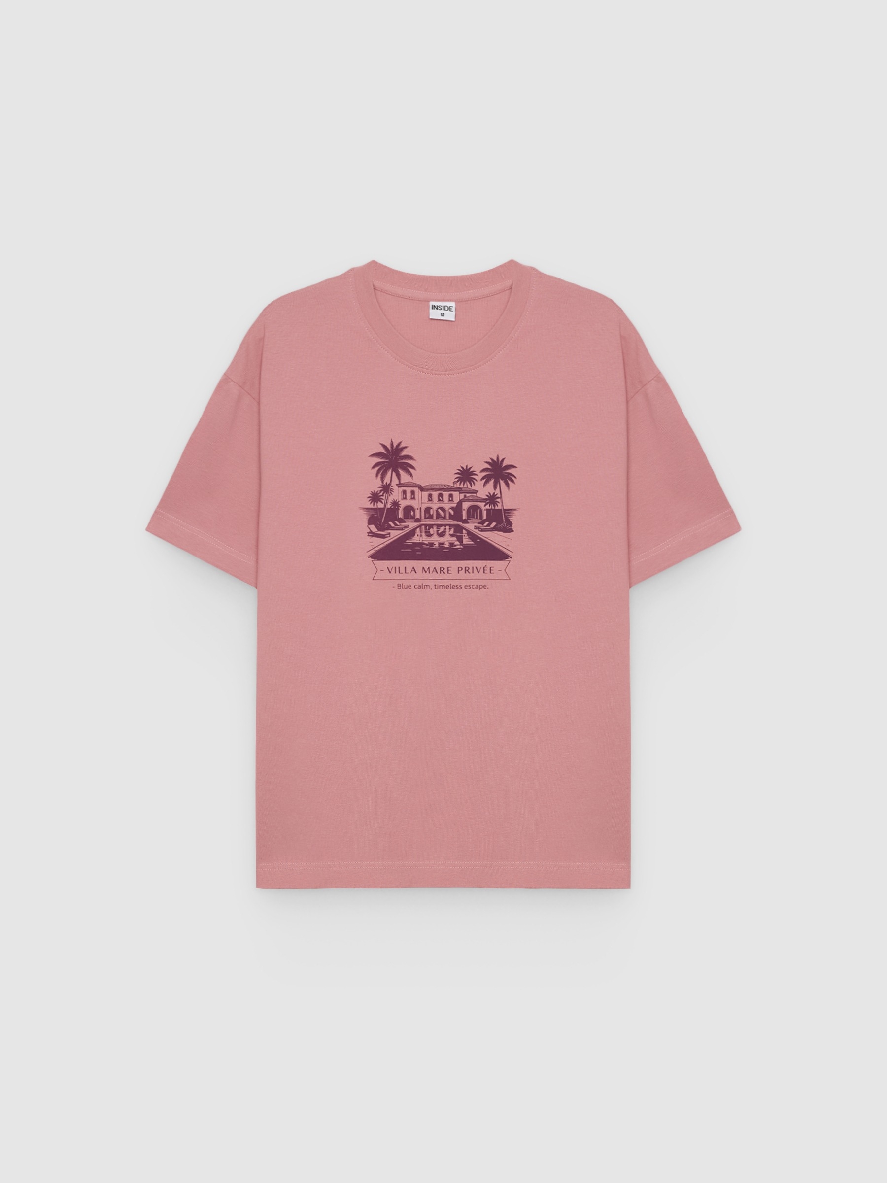 Villa Mare print T-shirt pink middle front view