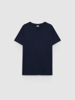 %Pto% Camiseta flamê gola padre azul marinho vista frontal