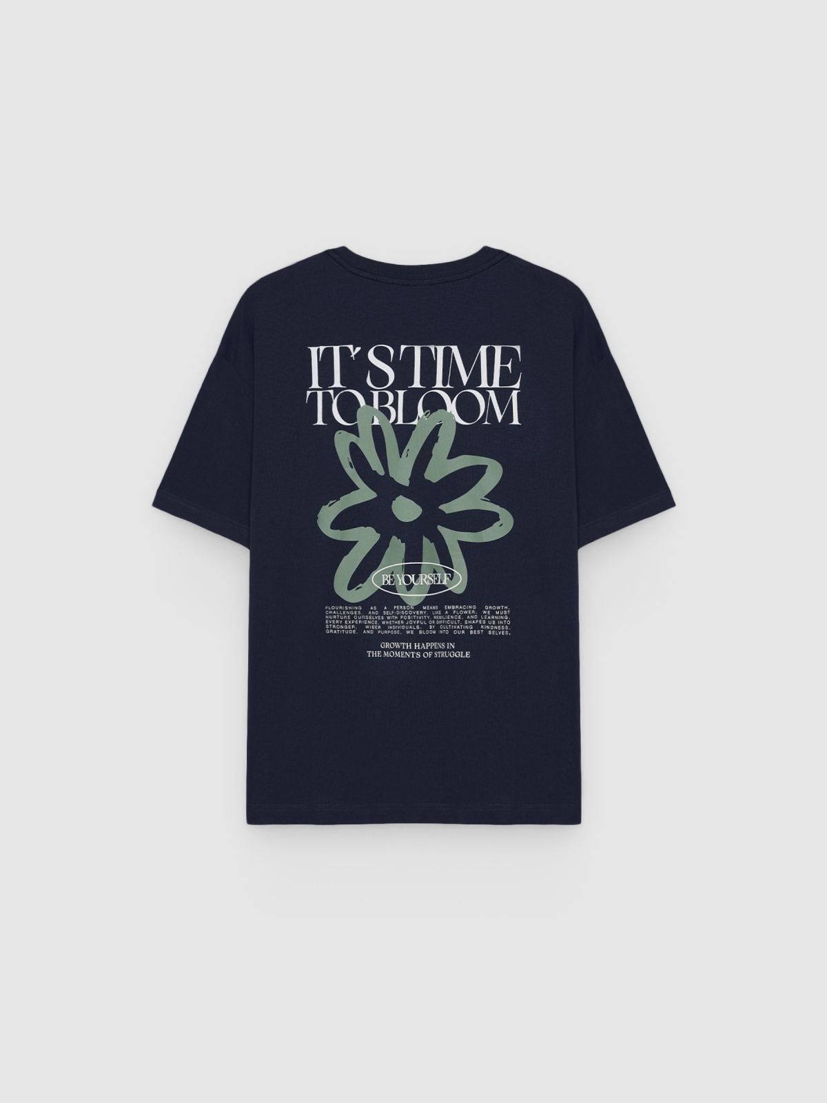 Text print T-shirt navy back view