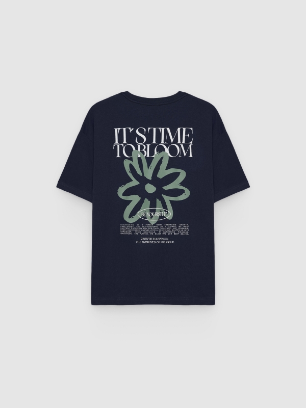 Camiseta estampado texto azul marino vista trasera