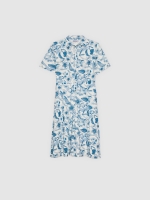 %Pto% Floral midi shirt dress white front view