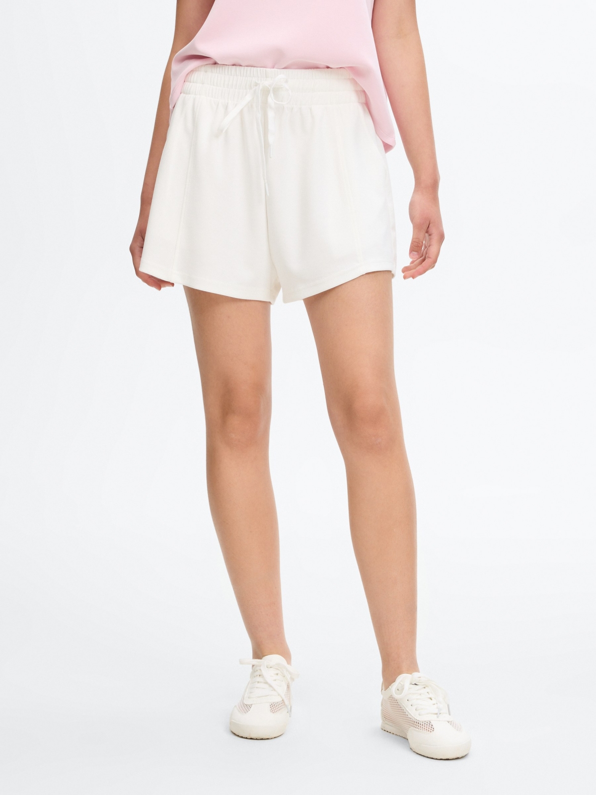Flowy soft shorts with pockets white middle back view