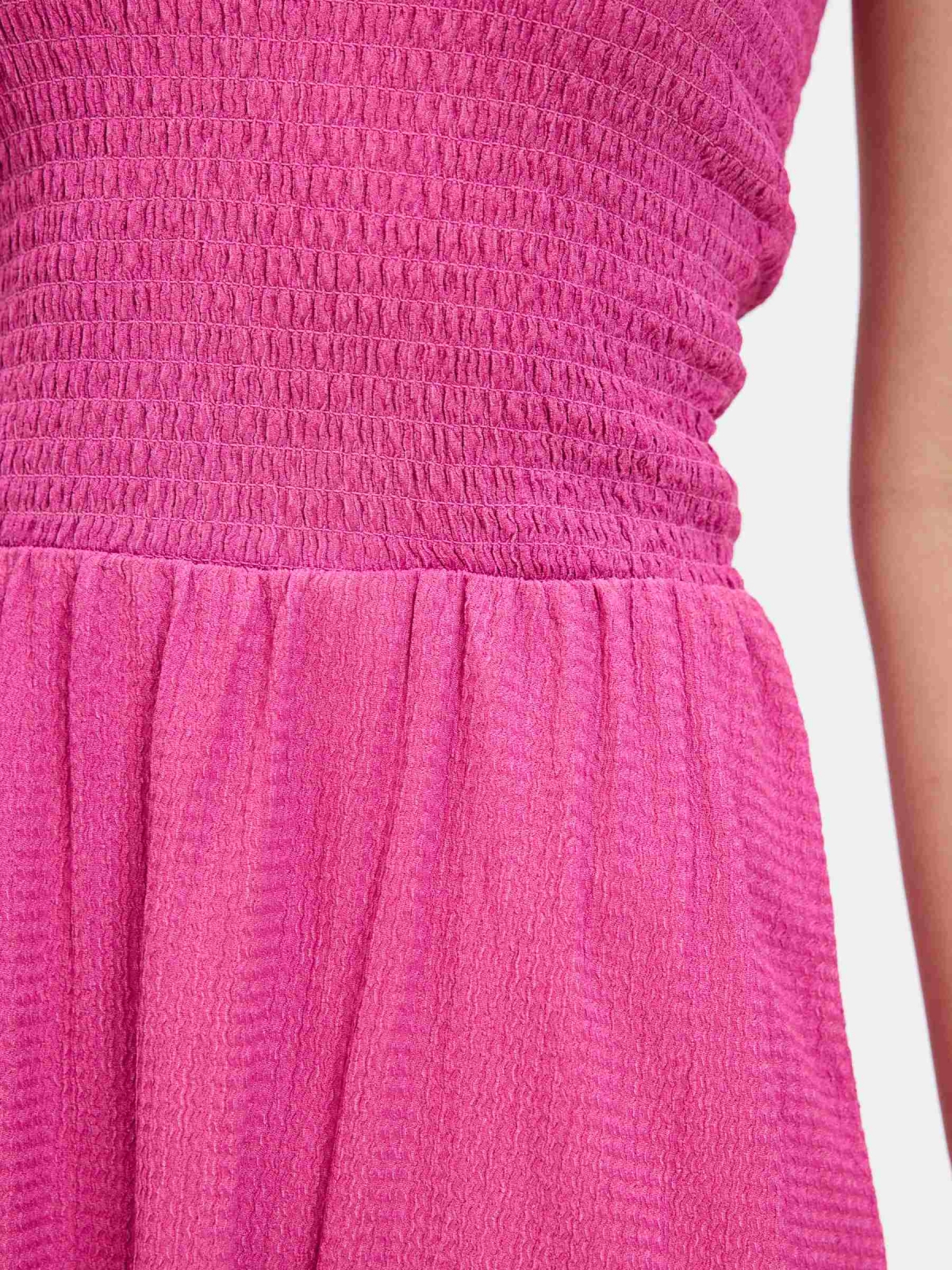 Vestido bandeau mini nido abeja rosa magenta vista detalle