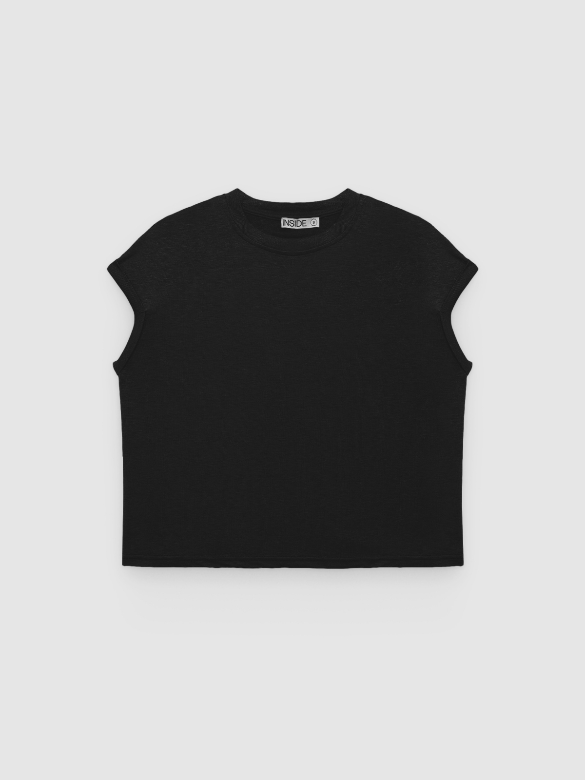%Pto% Camiseta sem mangas de algodão preto vista frontal
