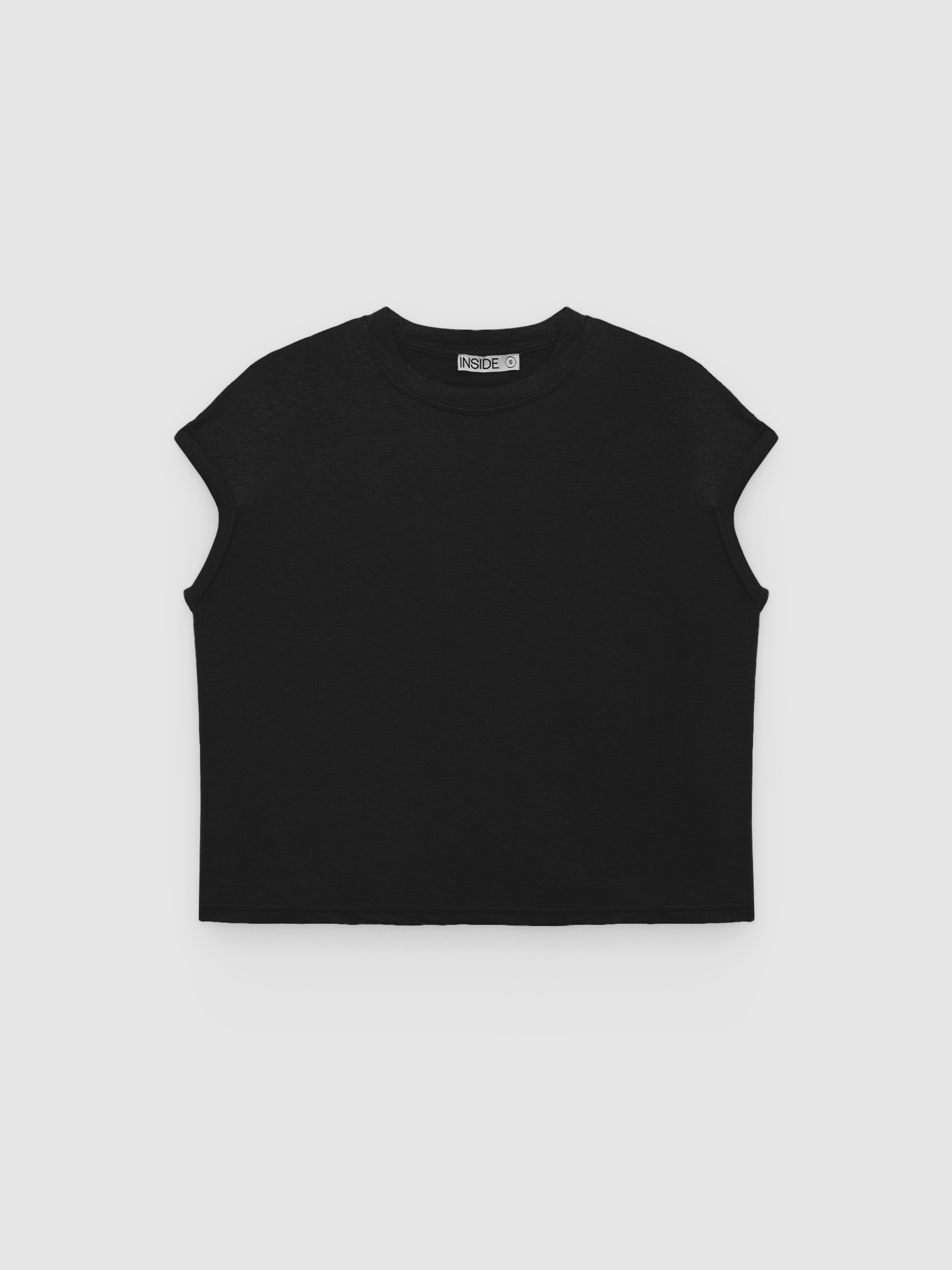 Cotton sleeveless shirt black middle front view