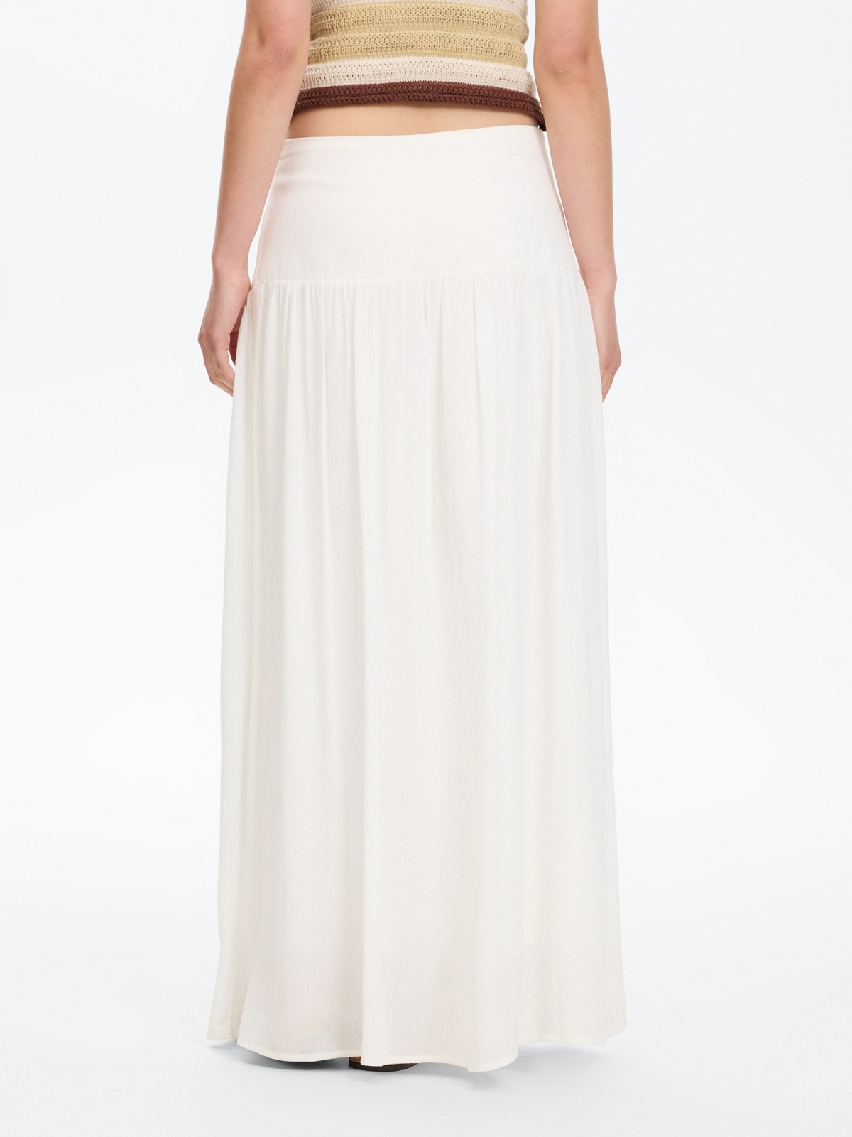Flowy viscose maxi skirt white front view