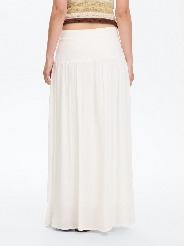 Falda maxi fluida de viscosa blanco vista general frontal