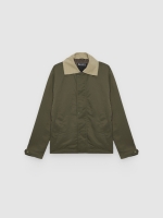 %Pto% Cazadora efecto piel botones verde vista frontal