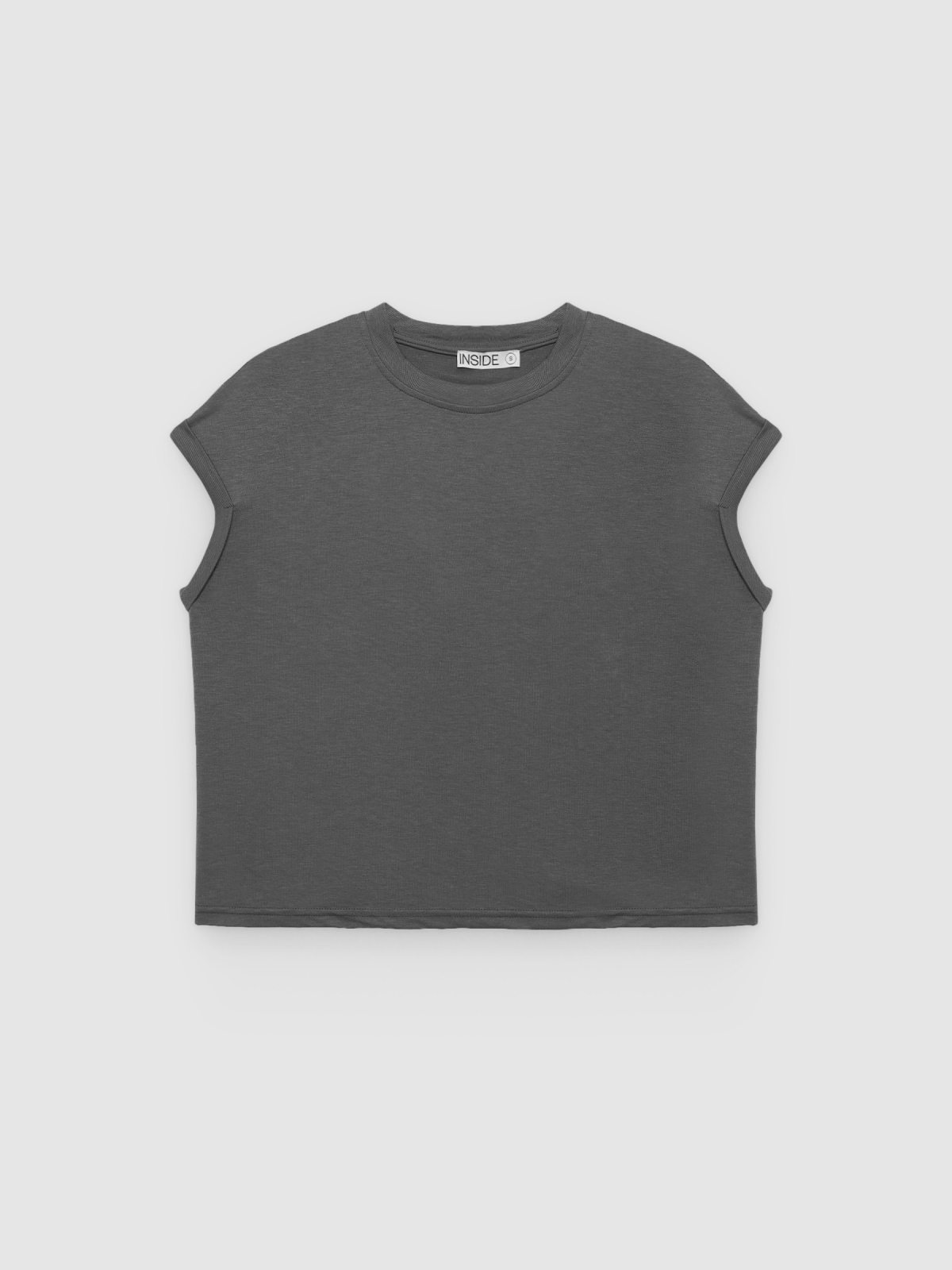 %Pto% Camiseta sin mangas de algodón gris medio vista frontal