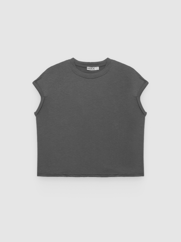  Camiseta sin mangas de algodón gris medio vista frontal