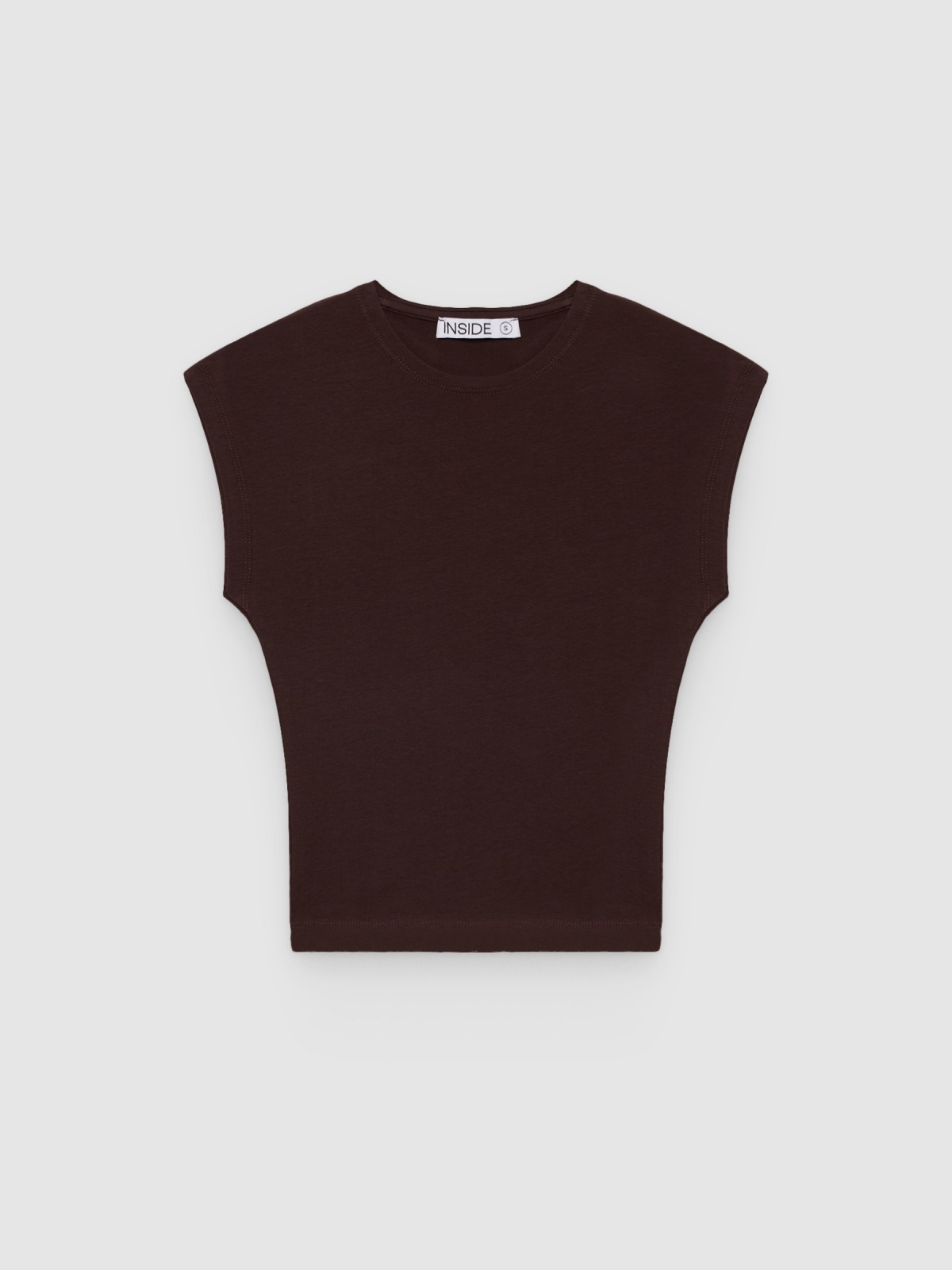 %Pto% Fitted basic crop top shirt chocolate front view