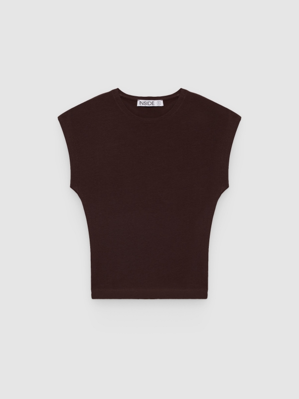 %Pto% Camiseta básica crop ajustada chocolate vista frontal