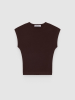 %Pto% Camiseta básica cropped ajustada chocolate vista frontal