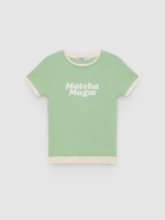 %Pto% Matcha slim t-shirt light green front view