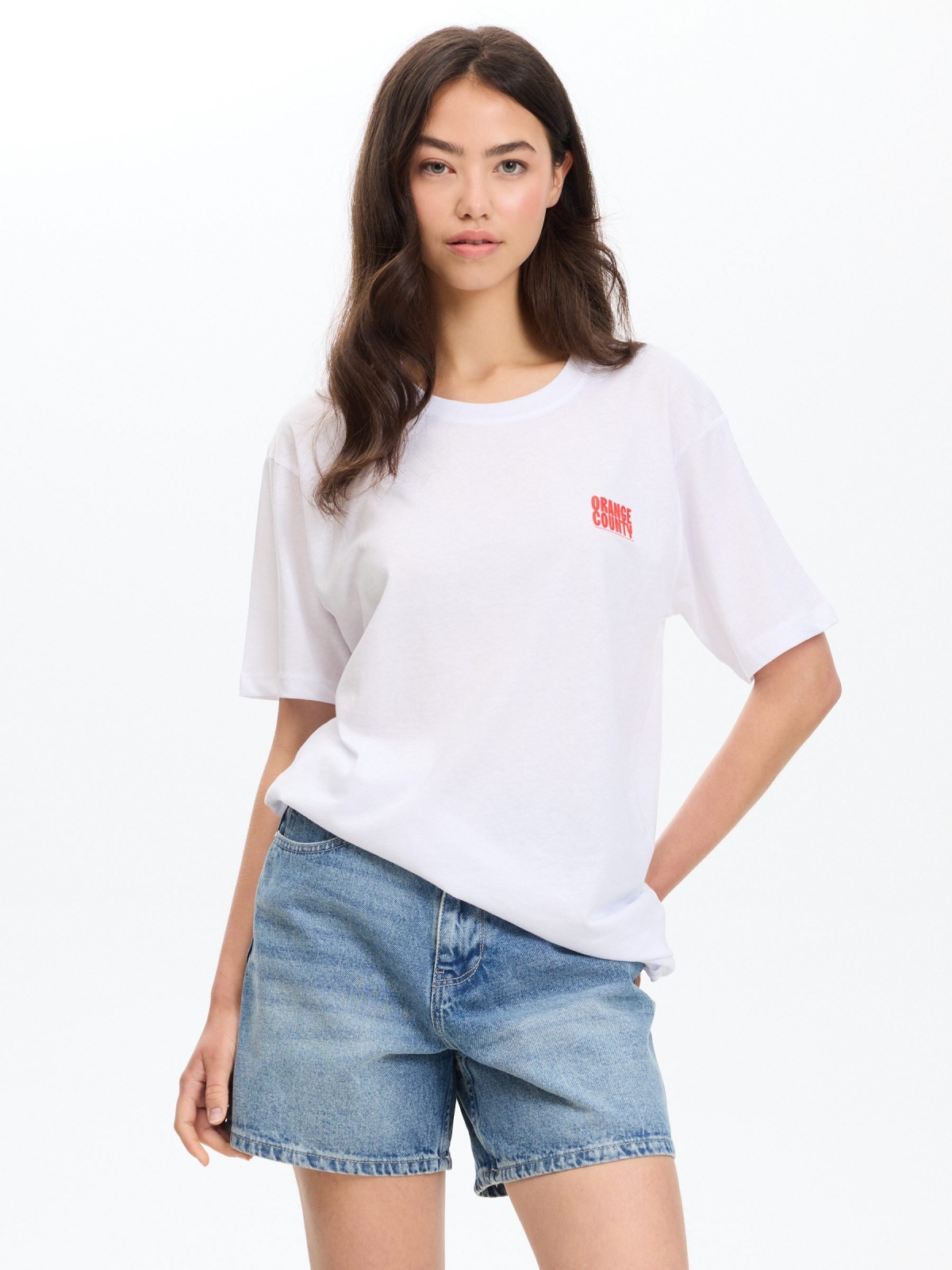 Camiseta oversize Nature blanco vista media frontal